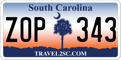 SC license plate ZOP343