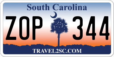 SC license plate ZOP344