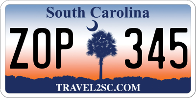 SC license plate ZOP345