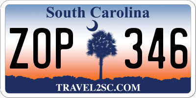 SC license plate ZOP346