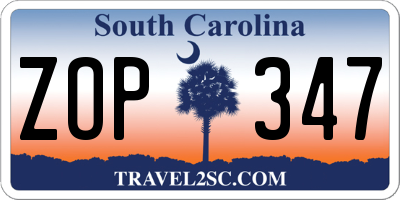 SC license plate ZOP347