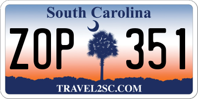SC license plate ZOP351