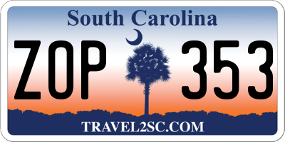 SC license plate ZOP353