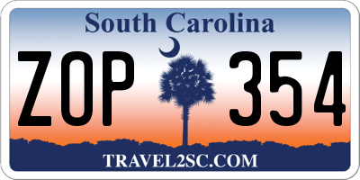 SC license plate ZOP354