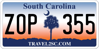 SC license plate ZOP355