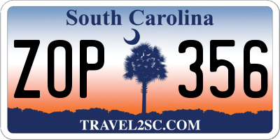 SC license plate ZOP356