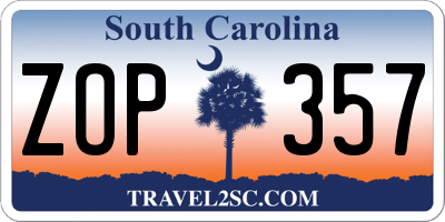 SC license plate ZOP357