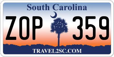 SC license plate ZOP359