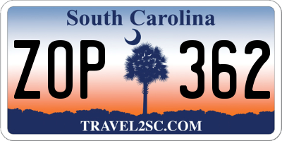 SC license plate ZOP362