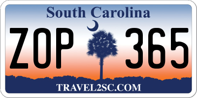 SC license plate ZOP365