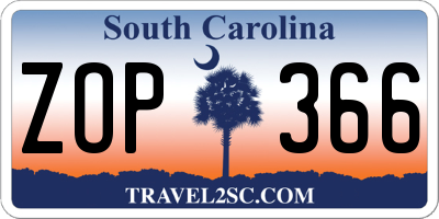 SC license plate ZOP366