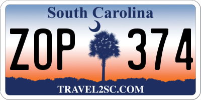 SC license plate ZOP374