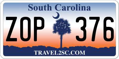 SC license plate ZOP376