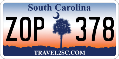 SC license plate ZOP378