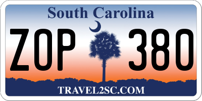 SC license plate ZOP380