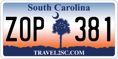 SC license plate ZOP381