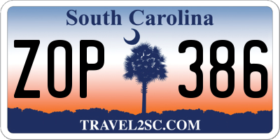 SC license plate ZOP386