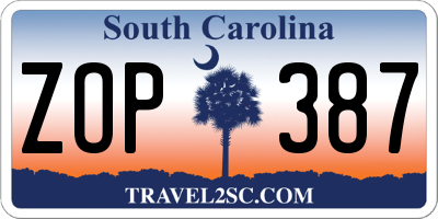 SC license plate ZOP387