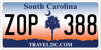 SC license plate ZOP388