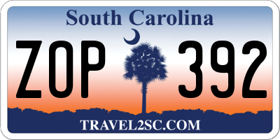 SC license plate ZOP392