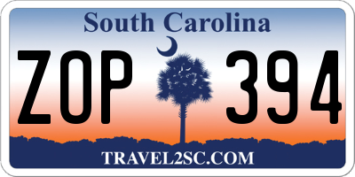 SC license plate ZOP394