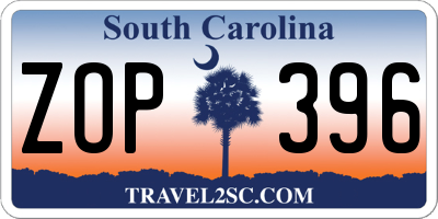 SC license plate ZOP396