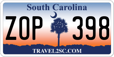 SC license plate ZOP398