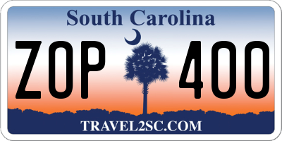 SC license plate ZOP400