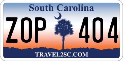 SC license plate ZOP404
