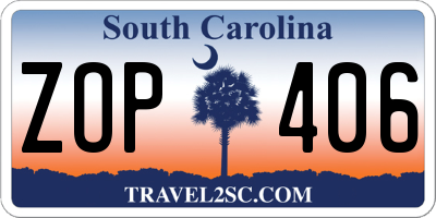 SC license plate ZOP406
