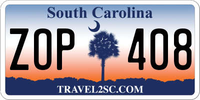 SC license plate ZOP408
