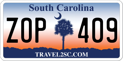 SC license plate ZOP409