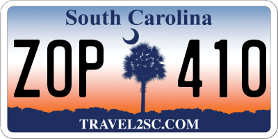 SC license plate ZOP410