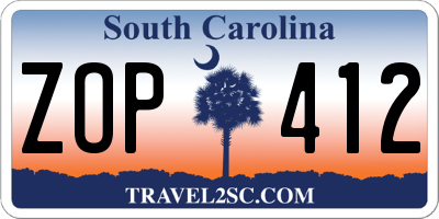 SC license plate ZOP412