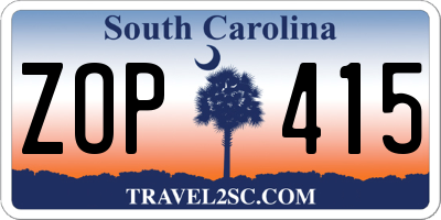 SC license plate ZOP415