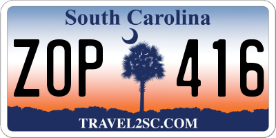 SC license plate ZOP416