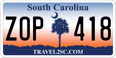 SC license plate ZOP418