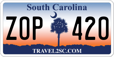 SC license plate ZOP420