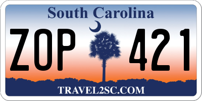 SC license plate ZOP421