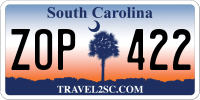 SC license plate ZOP422