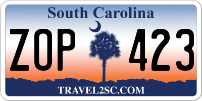 SC license plate ZOP423