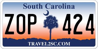 SC license plate ZOP424