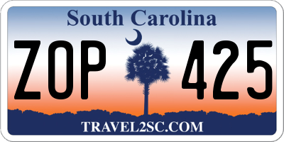 SC license plate ZOP425