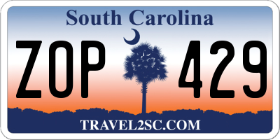 SC license plate ZOP429
