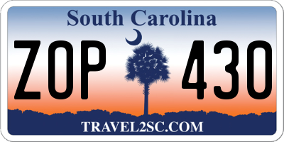 SC license plate ZOP430