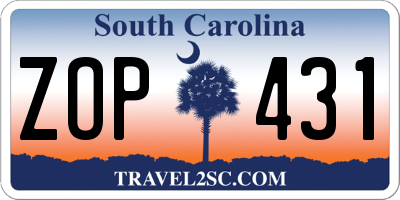 SC license plate ZOP431
