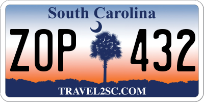 SC license plate ZOP432