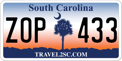 SC license plate ZOP433
