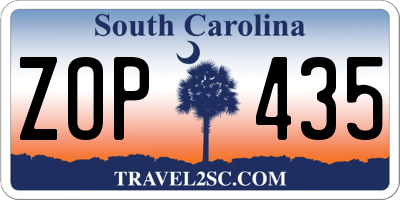 SC license plate ZOP435