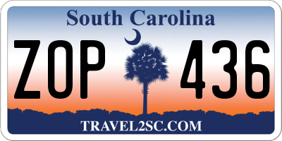 SC license plate ZOP436